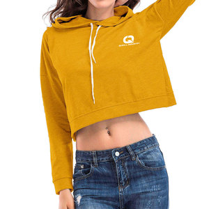Haut court à capuche pour femme, idéal pour l'hiver, avec logo frontal, en coton 100 % respirant et à séchage rapide, pour activités de plein air, faible MOQ - Product Image 4