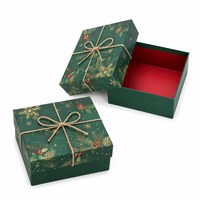 Boîte cadeau de Noël personnalisée, rouge et verte, en papier rigide avec couvercle, boîte cadeau de Noël en gros