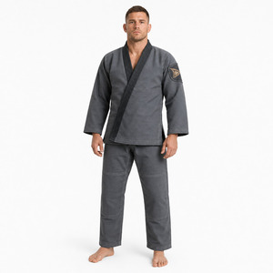 Kimono Gris para BJJ, 100% Algodón, Corte Regular, Ropa de Artes Marciales para Hombre Adulto, Duradero, Logotipo en la Manga Izquierda - Product Image 4