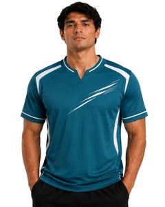 Teal Blue Men Performance T Shirt Short Sleeve Sports Jersey Quick Dry Breathable Athletic Gym Training Workout Custom Tee Top - Product Image 1
