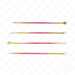 Juego de Extractores Faciales de Acero Inoxidable con Acabado de Color, 4 Piezas, Kit de Eliminación de Puntos Negros y Acné, Extractor Facial de Acero Inoxidable Premium - Product Image 1