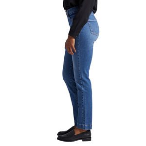 Jeans de Mezclilla de Cintura Alta para Mujer, Corte Ajustado, Color Azul Oscuro Clásico, Pierna Recta, Pantalones de Algodón Elásticos, Cómodos y Casuales - Product Image 4