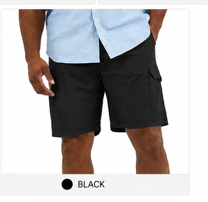 Shorts cargo homme en coton tissé, couleur moutarde unie, taille mi-haute, fermeture boutonnée, style décontracté, avec poches - Product Image 5
