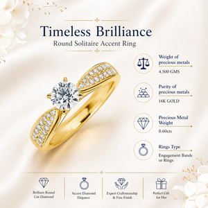 ออกแบบธรรมชาติรอบ Solitaire ด้วยสำเนียงเพชรผู้หญิงแหวนแต่งงานสำหรับผู้หญิงในปี14kt สีเหลืองและสีขาวทอง - Product Image 5