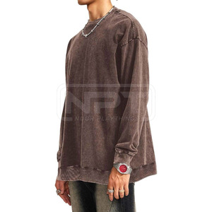 Sudaderas de algodón mezclado con lavado ácido de color personalizado para hombre, ropa de moda, tallas grandes, nuevo diseño, sudaderas con lavado ácido. - Product Image 4