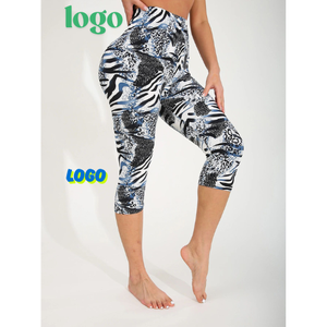 Legging haute élasticité pour femmes pour printemps été décontracté encre imprimé léopard Sexy Yoga pantalon sept parties mince crayon taille élastique - Product Image 1