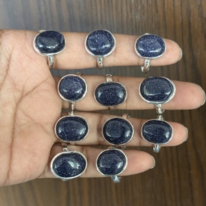 Bague ovale classique en argent sterling 925 avec pierre de soleil bleue originale, vente en gros, prix d'usine, bijoux pour femmes - Product Image 3