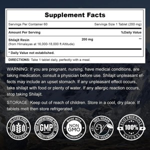 Tabletas de Shilajit de Calidad Premium OEM, 200 mg, Shilajit Orgánico del Himalaya en Gotas Secas, Rico en Ácido Fúlvico para Energía y Resistencia - Product Image 3