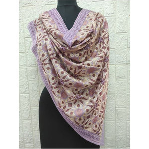 New Collection Fine Wool TD Aari Embroidery Stole 70x200cms Premium Designer Winter <b>Shawl</b> Soft Warm Elegant Fashion <b>Wrap</b> Ready - Product Image 1