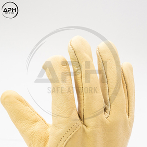 Guantes de Conductor de Cuero de Grano Premium en Oferta, Palma Suave, Puño Rojo, Guantes de Trabajo para Hombre, Logotipo Personalizado, Venta al Por Mayor - Product Image 5