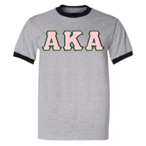 Camiseta AKA con letras para mujer, rosa, gris jaspeado, verde, de algodón, informal, a la moda, de manga corta, estilo griego, cómoda para el día a día - Product Image 1