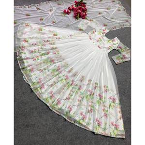 Robe Anarkali traditionnelle musulmane NF Designer et pantalon avec dupatta dans un nouveau style fantaisie blanc XL - Product Image 3
