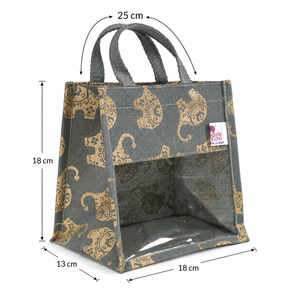 Custom Logo Printed Juco <b>Gift</b> Bag with Clear PVC Window <b>Wedding</b> Corporate <b>Hamper</b> Packaging 18x18x13cm Wholesale Manufacturer OEM - Product Image 2