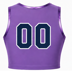 Débardeur de cheerleading violet vif sans manches, coupe courte, léger, respirant, pour entraînement d'équipe, vêtement de sport athlétique - Product Image 2
