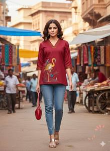 Collection de Kurta-Top-Tunique en coton de la dernière tendance, de qualité supérieure, avec broderies, fournisseur de Surat, mode féminine. - Product Image 5