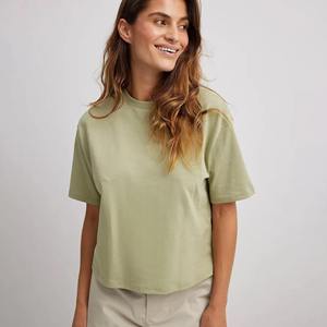 Women's Short Sleeve Cotton Jersey T-Shirt Casual Solid Color Regular Fit Knitted Plain Dyed <b>Top</b> - Product Image 4