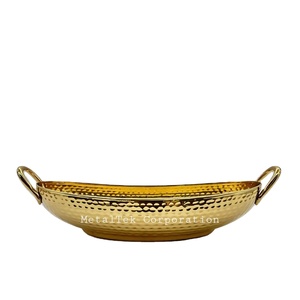 Bol à chocolat en métal plaqué or en aluminium de haute qualité Design texturé Plateau à fruits de luxe de style arabe Forme de couleurs personnalisées - Product Image 1