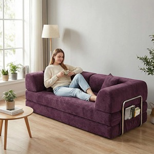 Sofá Cama Moderno Enrollable de Corduroy Jumbo, Convertible, con Asiento Profundo, para Apartamento o Dormitorio, Empaquetado al Vacío - Product Image 1