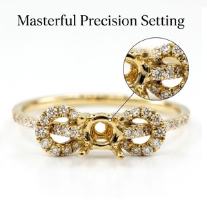 Bague de fiançailles de luxe en or jaune massif 18 carats, semi-monture, avec diamant entrelacé infini, monture de mariage ronde, fabrication usine - Product Image 2