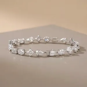Pulsera de Diamantes Cultivados en Laboratorio de Formas Mixtas, Corte Pera, Ovalado y Princesa, Oro Blanco de 14K, Certificado IGI, Estilo Hiphop, Unisex, Venta al Por Mayor - Product Image 3