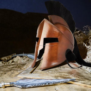 Casque de film du roi grec romain Spartan médiéval Leonidas 300 avec une longue tête de panache noire costume d'Halloween - Product Image 2
