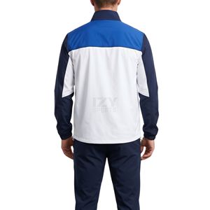 Veste coupe-vent classique en toile bleu roi, design contrastant tricolore, col montant, respirante, résistante à l'eau, Ripstop - Product Image 2