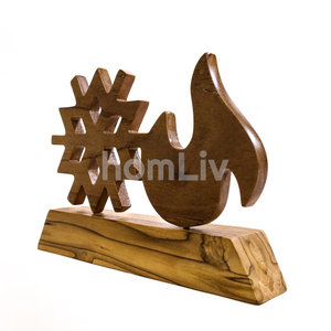 Teak Wooden Snowflake <b>Trophy</b> Christmas Table Centerpiece Handmade Stand Holiday Dining Decoration Handmade Sustainable Material - Product Image 2