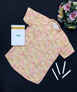 Kurta Dhoti en coton moderne pour homme, bordure dorée, style décontracté régulier, tenue d'été style Inde Pakistan 7STAR- kartikay 85141 - Product Image 2