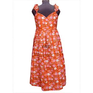 Vestido Maxi de Algodón Ecológico con Estampado Floral Hecho a Mano, Sin Mangas, para Verano y Otoño, Estilo Indio, Lavable - Product Image 3