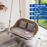 Fauteuil suspendu double en corde tressée large avec coussin profond pour balcon et hôtel, vente en gros