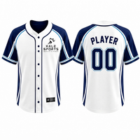 KALE SPORTS Jersey Baseball Putih Biru Navy Lengan Pendek Kancing Depan Penyerap Kelembapan Unisex Dewasa Regular Fit