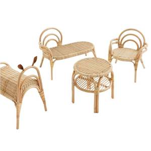 Sillas de Ratán Cuadradas con Respaldo de Alas para Bebés, Muebles Infantiles para Cuarto de Niños, Ratán Natural Ecológico Hecho a Mano, Asientos para Niños - Product Image 6