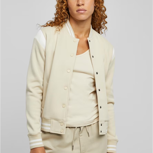 Chaqueta Varsity de Mezcla de Algodón OEM, Chaqueta Varsity Casual de Invierno para Mujer, Cuello Acanalado, Transpirable, Diseño OEM - Product Image 1