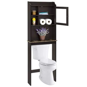 Mobiletto Moderno in Legno Espresso per Bagno, Salvaspazio Sopra il WC, Organizzazione per Arredamento Casa - Product Image 4