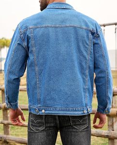 <b>Men's</b> Modern Casual Denim <b>Jacket</b> Button Up <b>Long</b> Sleeve Comfortable Cotton Blend Layering <b>Jacket</b> for All Season Wear - Product Image 5