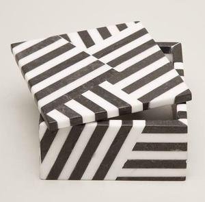 Luxury Handmade Black and White Geometric Resin Jewelry <b>Box</b> Decorative Square Keepsake Storage <b>Box</b> Custom <b>Trinket</b> Organizer - Product Image 3
