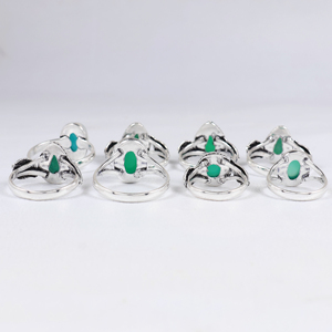 Bohemian Green Onyx Vintage Christian Bezel Setting <b>Statement</b> Handcrafted Brass 925 Silver Plated Jewelry Unique Oval <b>Ring</b> - Product Image 2