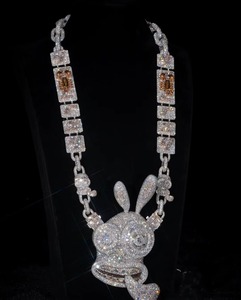 Pendentif Lapin Cartoon en Moissanite Ronde Taille Brillant, Argent 925, Style Hip Hop Bling, Breloque Quotidienne pour Rapper - Product Image 2