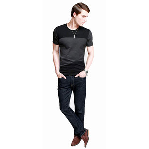 T-shirt Homme Oversize à Manches Courtes, Style Streetwear, Couleur Personnalisée par le Fabricant, Effet Délavé Soleil, Ourlet Vintage, Couture et Épissage - Product Image 1