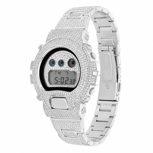 Luxury Digital <b>Watch</b> Stainless Steel Case Rhinestone Round Dial Unisex Band - Product Image 5