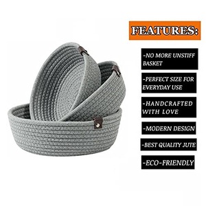 Panier en corde de jute tressé à la main, petite boîte de rangement pour étagère, linge, jouets, essentiels pour bébé, cuisine - Product Image 3