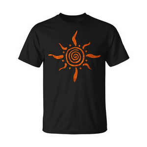 T-shirt Paleo Sun Spiral Petroglyph nera unisex per adulti, taglia media, girocollo, manica corta, stampa serigrafica - Product Image 2