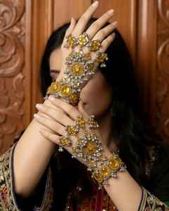 Pulsera de mano con arnés, cadena de anillos tribales colorida con espejo, conjuntos de joyería étnica hecha a mano, moda afgana para mujer - Product Image 2