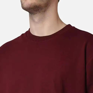 T-shirt à manches courtes pour homme, col rond, couleur unie, coupe classique, jersey tricoté, 100% coton, bordeaux - Product Image 2