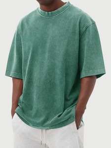 Camiseta de Algodón Clásica Extra Grande para Hombre, Lavado Ácido, Verde Oliva Liso, Fabricantes Personalizados, Atuendo de Moda de Verano, Tela Gruesa - Product Image 6