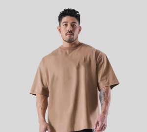 T-shirt décontracté surdimensionné pour homme, 100 % coton épais 250 g, sans coutures, respirant, délavé à l'acide, idéal pour la gym et le streetwear - Product Image 3