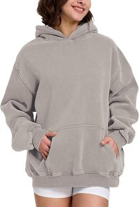 Sudadera con Capucha Oversize de Algodón Polar para Mujer, Estilo Urbano, Ecológica, de Secado Rápido, Forrada, Manga Larga, Ajuste Relajado, con Bolsillo Canguro - Product Image 2