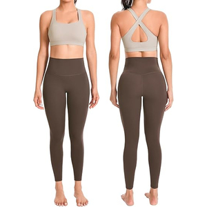 Latest Design Good Quality Breathable Lightweight Women's Yoga Set Arrival Solid Pattern Full Length Front Seamless Plus Size - Product Image 1