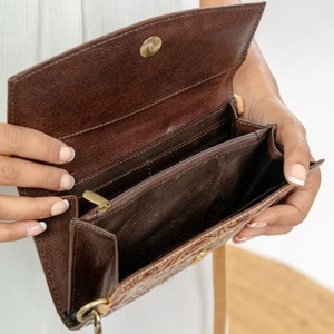 Newest Western Tooled Leather <b>Wallet</b> Cowhide Leather <b>Wallet</b> With Crossbody Strap Women's Everyday Shoulder Leather Purse Clutch - Product Image 6