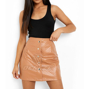 Solid Color Reasonable Price Hot Selling Women Leather <b>Skirt</b> New Arrival Made In High Quality Women Leather <b>Skirt</b> - Product Image 2